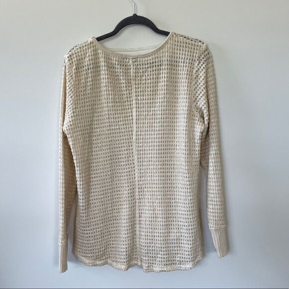 One World Cobble Knit Pullover Sweater Sand Semi-Sheer L - Picture 6 of 11
